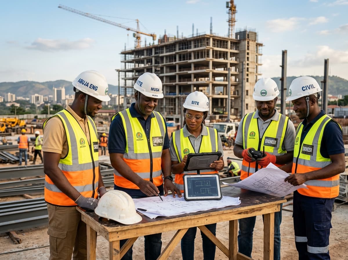 Hewelt Systems engineering team reviewing project schematics on site