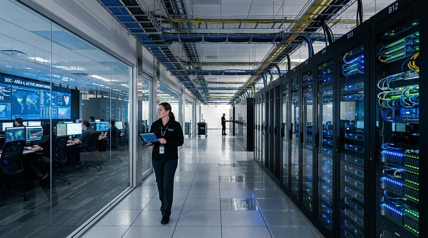 Enterprise data center corridor and cybersecurity operations facility